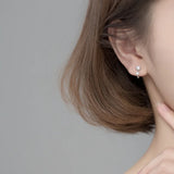 925 Silver Hoop Earrings Zircon Pearl Women Jewelry