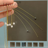 925 Silver Small Pearl Tassel Ear Line Retro Chain Earrings