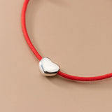 925 Silver Love Red Rope Bracelet Small Heart Hand Jewelry