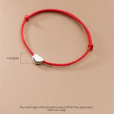 925 Silver Love Red Rope Bracelet Small Heart Hand Jewelry