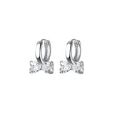 925 Silver Bowknot Zircon Ear Buckle Earrings Hoops