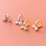 925 Silver Bowknot Zircon Ear Buckle Earrings Hoops