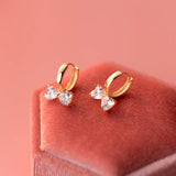 925 Silver Bowknot Zircon Ear Buckle Earrings Hoops