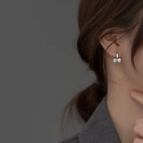 925 Silver Bowknot Zircon Ear Buckle Earrings Hoops