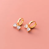 925 Silver Bowknot Zircon Ear Buckle Earrings Hoops