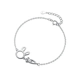 925 Sterling Silver Sweet Hollow Carrot Rabbit Bracelet For Girl Kids