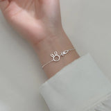 925 Sterling Silver Sweet Hollow Carrot Rabbit Bracelet For Girl Kids