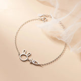 925 Sterling Silver Sweet Hollow Carrot Rabbit Bracelet For Girl Kids