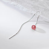 925 Sterling Silver Strawberry Crystal Ear Line Earrings for Girls