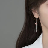925 Sterling Silver Strawberry Crystal Ear Line Earrings for Girls
