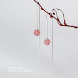 925 Sterling Silver Strawberry Crystal Ear Line Earrings for Girls