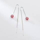 925 Sterling Silver Strawberry Crystal Ear Line Earrings for Girls
