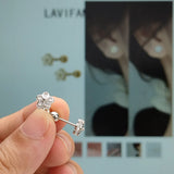 925 Silver Zircon Flower Screw Bead Earrings - Women Jewelry