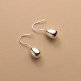925 Sterling Silver Women Short Smooth Drop Earrings