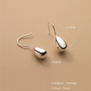 925 Sterling Silver Women Short Smooth Drop Earrings