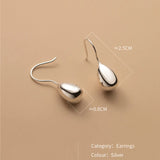 925 Sterling Silver Women Short Smooth Drop Earrings