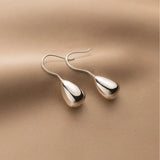 925 Sterling Silver Women Short Smooth Drop Earrings