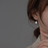 925 Sterling Silver Women Short Smooth Drop Earrings