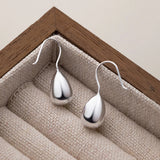 925 Sterling Silver Women Short Smooth Drop Earrings