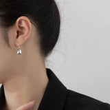 925 Sterling Silver Women Short Smooth Drop Earrings