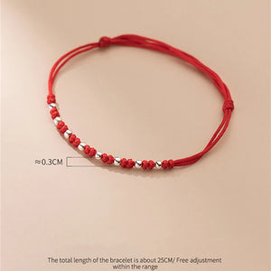 925 Silver Women's Bracelet Red Thread String Rope Hand Jewelry
