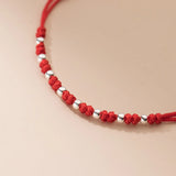 925 Silver Women's Bracelet Red Thread String Rope Hand Jewelry