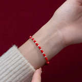 925 Silver Women's Bracelet Red Thread String Rope Hand Jewelry