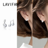 925 Silver Music Note Zirconia Stud Earrings, Asymmetric Ear Jewelry