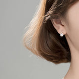 925 Silver Music Note Zirconia Stud Earrings, Asymmetric Ear Jewelry