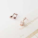 925 Silver Music Note Zirconia Stud Earrings, Asymmetric Ear Jewelry