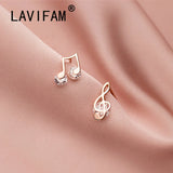 925 Silver Music Note Zirconia Stud Earrings, Asymmetric Ear Jewelry