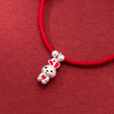 S999 Sterling Silver Rabbit Red Rope Bracelet for Girls