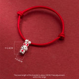 S999 Sterling Silver Rabbit Red Rope Bracelet for Girls