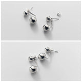 925 Silver Ball Earrings Geometric Women Ear Jewelry