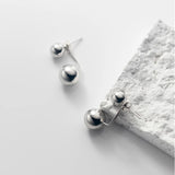 925 Silver Ball Earrings Geometric Women Ear Jewelry