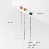 Colorful Zircon Tassel Earrings 925 Sterling Silver