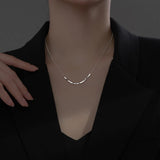 925 Silver Geometric Square Beads Necklace Charm Jewelry