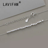 925 Silver Geometric Square Beads Necklace Charm Jewelry