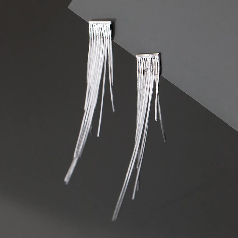 925 Sterling Silver Snake Bone Tassel Earrings Fall Star River Feeling Ins Style