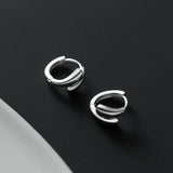 925 Sterling Silver Double Layer Water Drop Ear Buckle Earrings Hoops