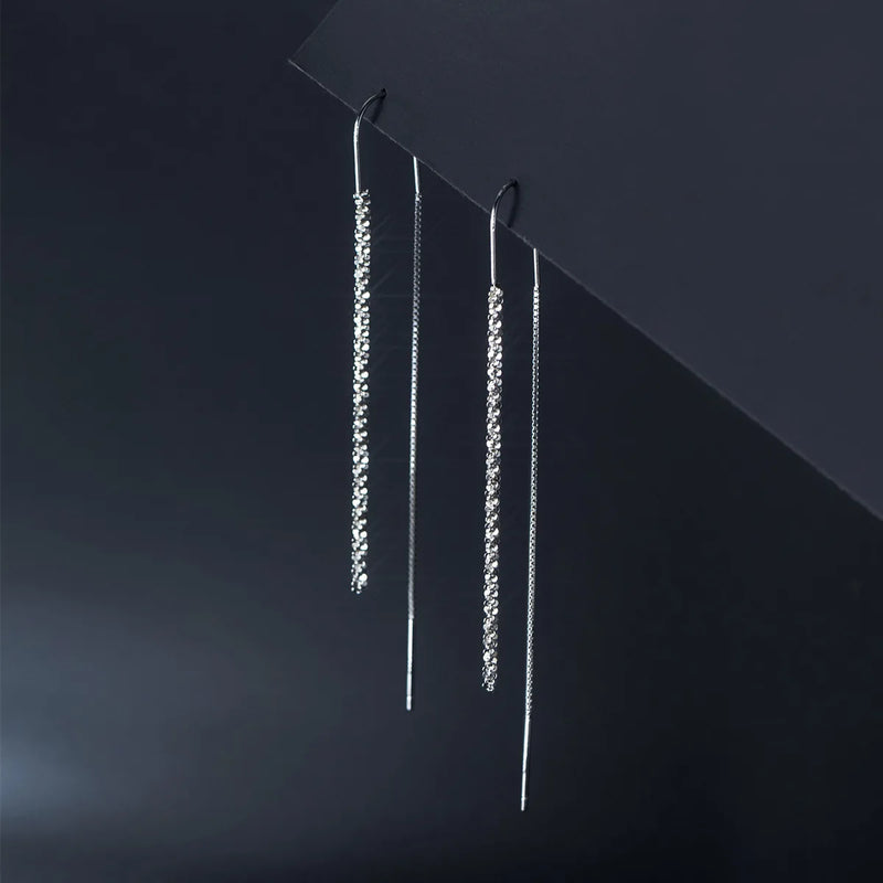 925 Silver Tassel Ear Line Long Earrings
