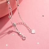 925 Silver Double Chain Round Balls Star Bracelet Women Daily Charm