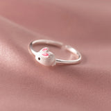 925 Sterling Silver Rabbit Opening Ring for Kids