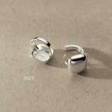 925 Sterling Silver Smooth Square Earrings Hoops Women