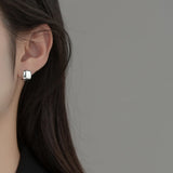 925 Sterling Silver Smooth Square Earrings Hoops Women