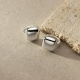 925 Sterling Silver Smooth Square Earrings Hoops Women