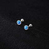 Synthetic Opal Round Women Earrings 925 Sterling Silver Ear Jewelry