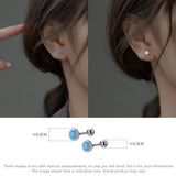Synthetic Opal Round Women Earrings 925 Sterling Silver Ear Jewelry