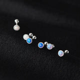 Synthetic Opal Round Women Earrings 925 Sterling Silver Ear Jewelry