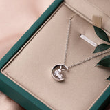 925 Sterling Silver Clear CZ Zircon Moon Rabbit Choker Necklace